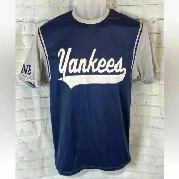 New York Yankees Shirt Men’s Size S Blue Gray Baseball Short Sleeve MLB dri fit - Picture 1 of 12